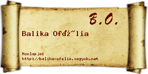 Balika Ofélia névjegykártya